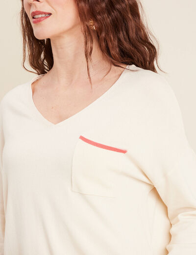 Pull manches longues ecru femme