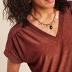 T-shirt manches courtes marron foncé femme
