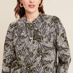 Veste boutonn&eacute;e col mao vert femme