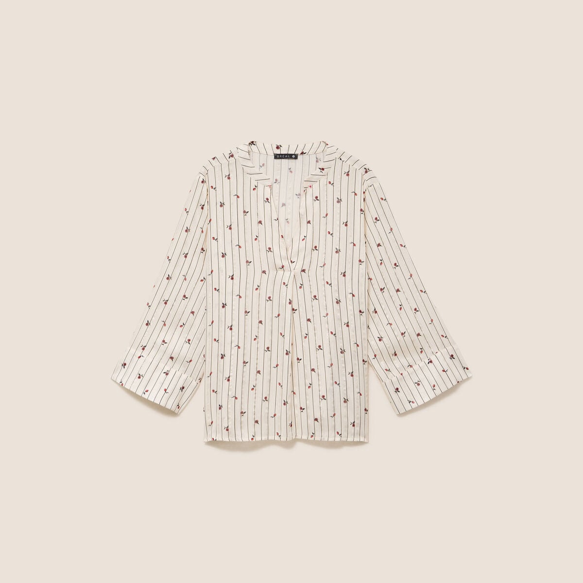 Blouse fluide col v manches longues bordeaux femme