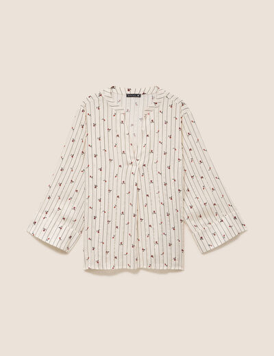 Blouse fluide col v manches longues bordeaux femme