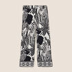 Pantalon large 7/8&egrave;me taille haute noir femme