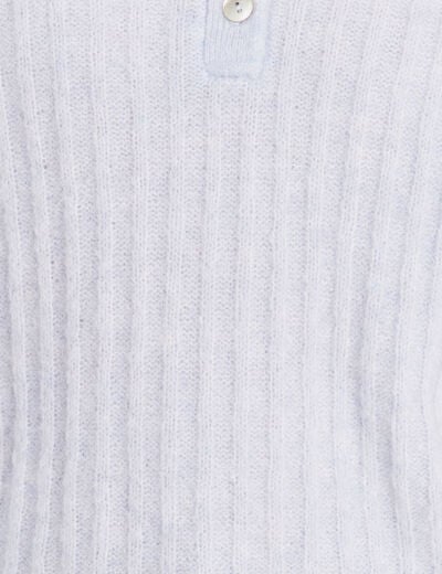 Pull col tunisien denim snow gris femme