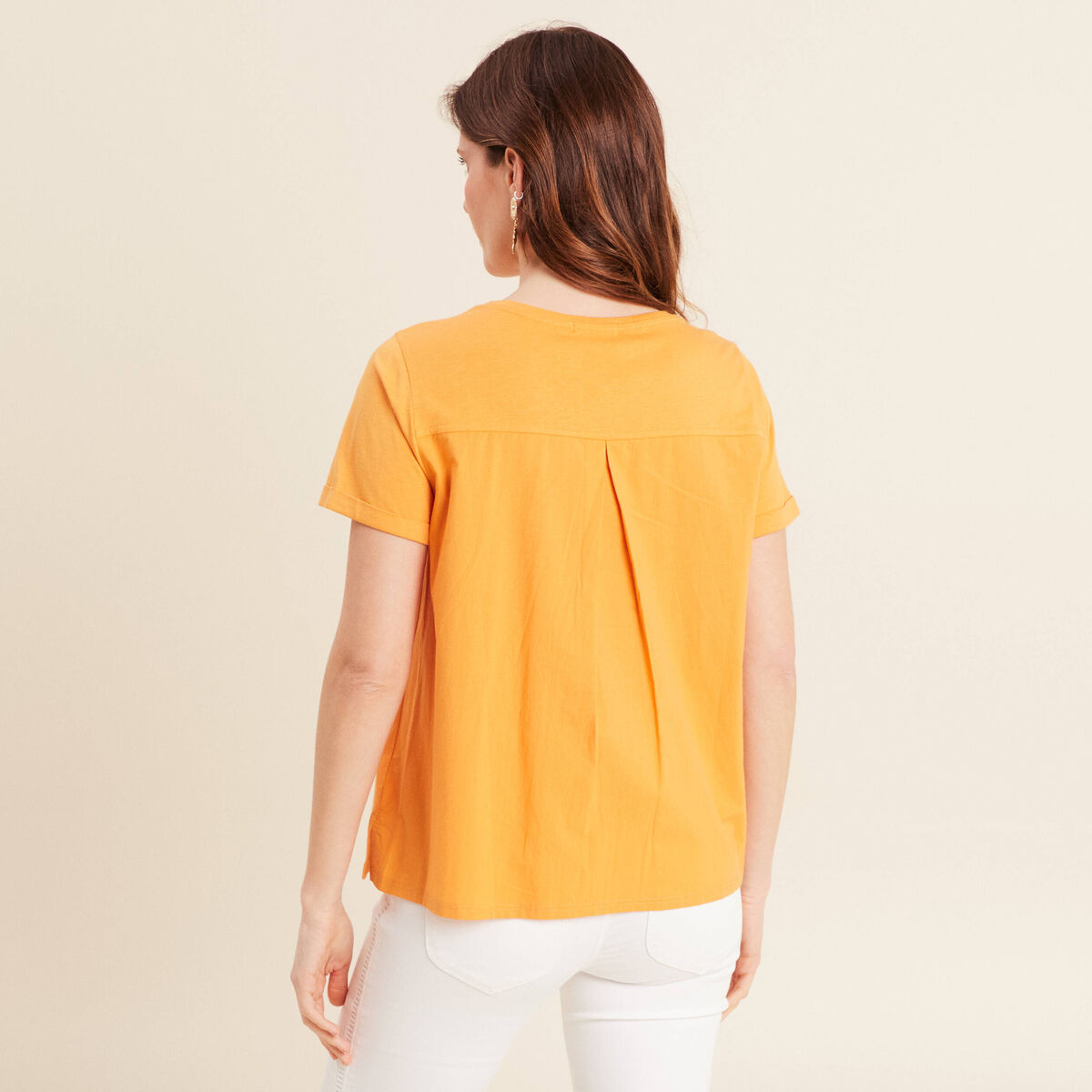 T-shirt manches courtes orange clair femme