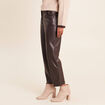 Pantalon droit 7/8&egrave;me taille bascul&eacute;e marron fonc&eacute; femme