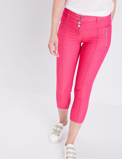 Pantacourt taille standard rose framboise femme