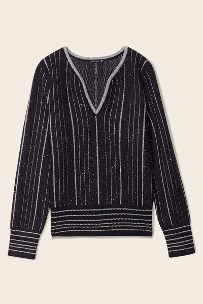 Pull manches longues noir femme