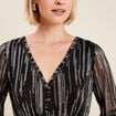 Robe argentée à sequins évasée noir femme