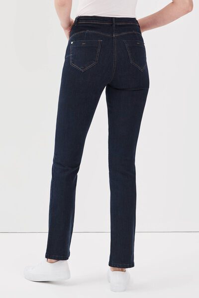Jeans droit taille haute denim brut femme