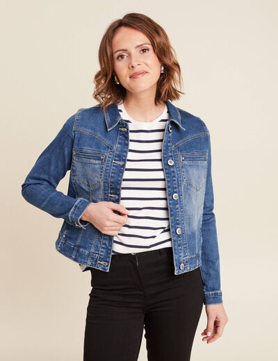 Blouson en jean denim double stone femme