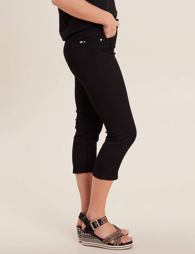 Pantacourt droit taille standard noir femme