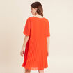 Robe droite pliss&eacute;e orange fonc&eacute; femme