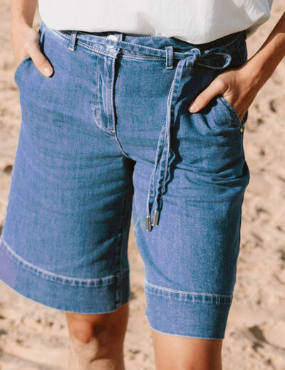 Bermuda en jean denim stone femme