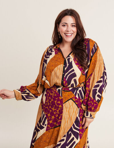 Chemise manches longues multicolore femme