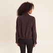 Veste ample courte col montant marron fonc&eacute; femme