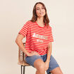 T-shirt col rond manches courtes rose femme