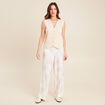 Pantalon large taille haute beige femme