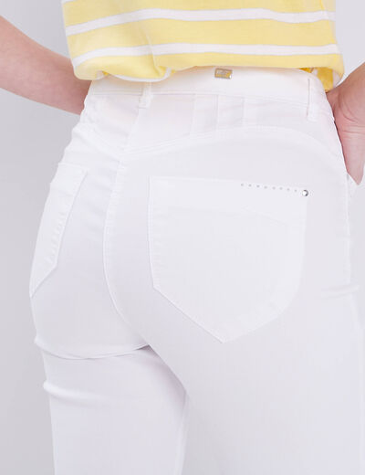 Pantacourt droit taille haute blanc femme