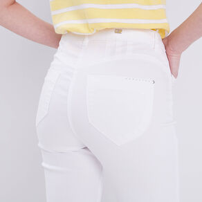 pantacourt droit taille haute blanc femme Pantacourt droit taille haute blanc femme