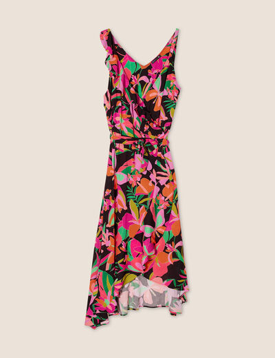 Robe longue portefeuille rose fushia femme