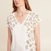 T-shirt droit col V manches courtes ecru femme