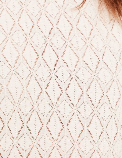 Blouse manches courtes ajourée ecru femme