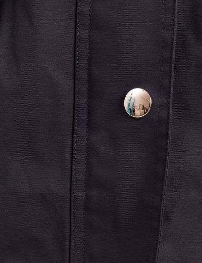 Parka &agrave; capuche doubl&eacute;e bleu fonc&eacute; femme