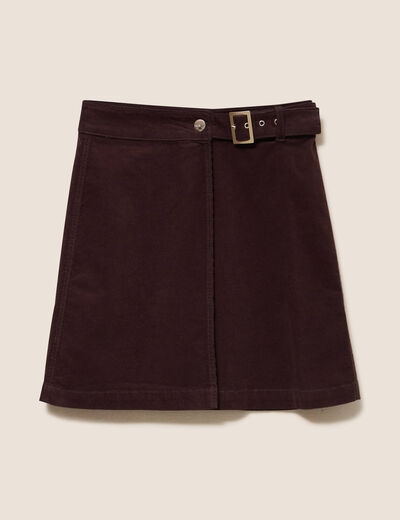 Jupe en velours marron fonc&eacute; femme
