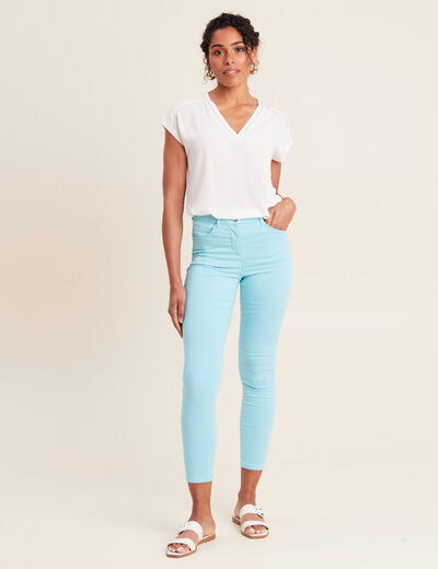 Pantalon léger taille standard 7/8ème bleu femme