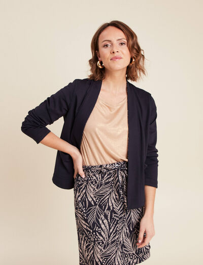 Veste droite réversible bleu foncé femme