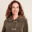Manteau droit laine mouton vert kaki femme