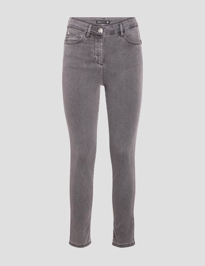 Jeans léger taille standard 7/8ème denim gris femme