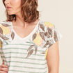 T-shirt col V manches courtes jaune citron femme
