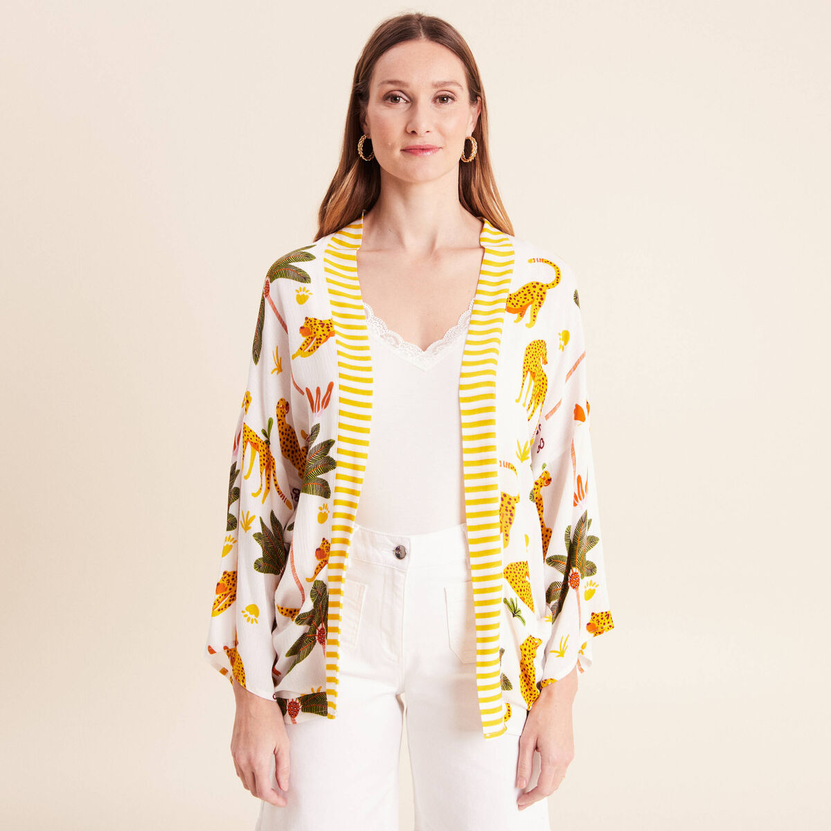 Kimono avec poches multicolore femme
