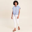 Blouse ample cropped col am&eacute;ricain bleu gris femme