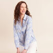 Blouse ample manches longues brod&eacute;e bleu ciel femme