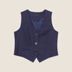 Gilet barman sans manches bleu fonc&eacute; femme
