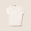 Blouse col v manches courtes ecru femme