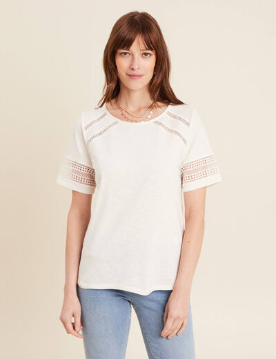 T-shirt manches courtes ecru femme