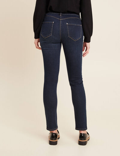 Jean ajusté taille basculée denim brut femme