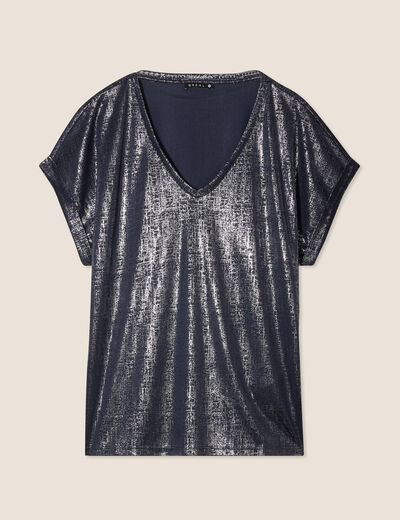 T-shirt manches courtes bleu foncé femme