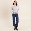 Pull bi-mati&egrave;re col chemise gris clair femme