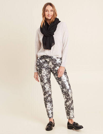 Pantalon ajusté à coulisse noir femme