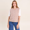 Gilet droit mi-long sans manches creme femme