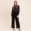 Chemise fluide &agrave; sequins manches longues noir femme