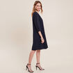 Robe évasée manches 3/4 bleu marine femme
