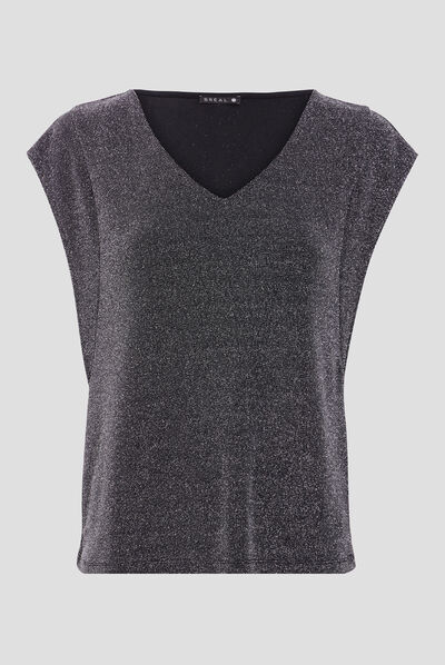 T-shirt manches courtes noir femme