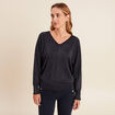 Pull manches longues bleu fonc&eacute; femme