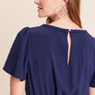 Combinaison large col v manches courtes bleu marine femme
