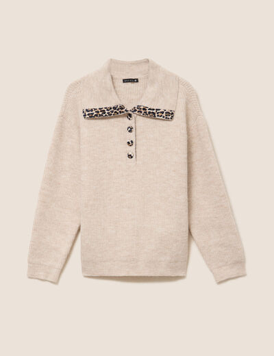 Pull droit manches longues beige femme